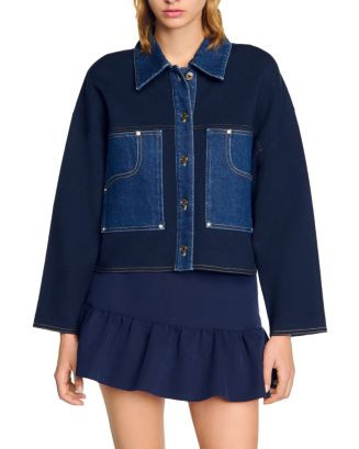 Sandro Denim Detail Cardigan  | Bloomingdale's Women | Bloomingdale's (US)