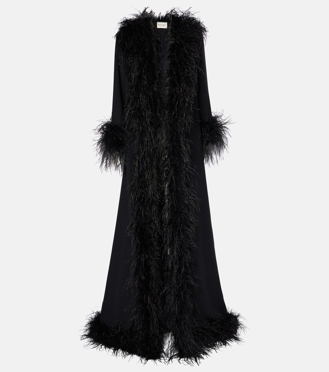 Electra feather-trimmed crêpe coat | Mytheresa (UK)