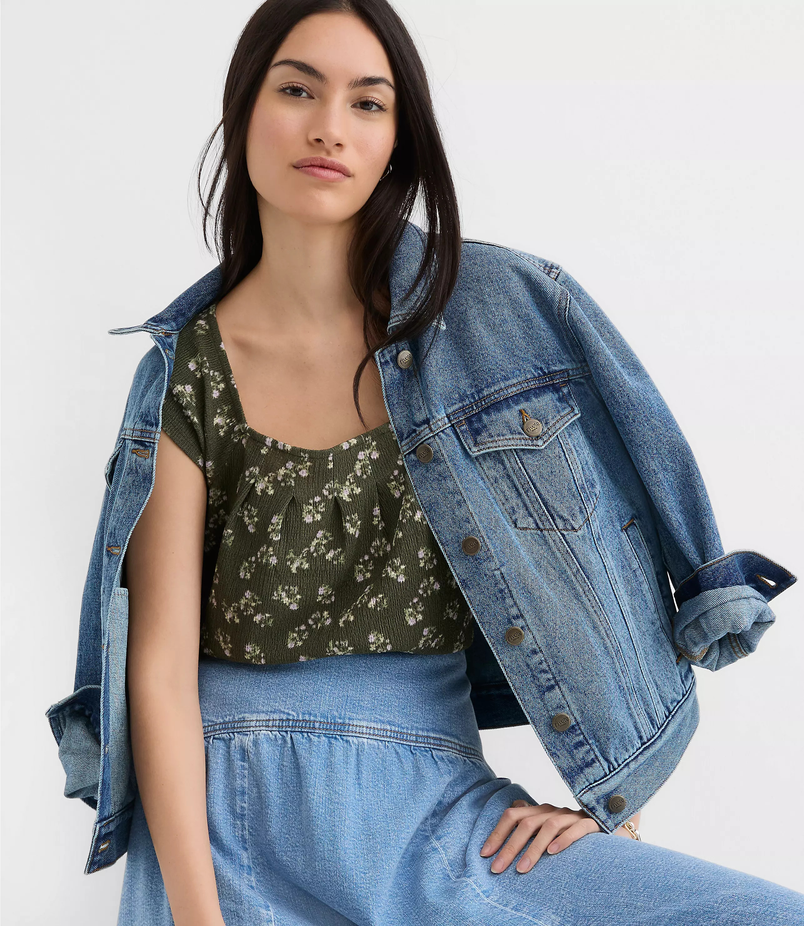 Petite Floral Square Neck Top | LOFT