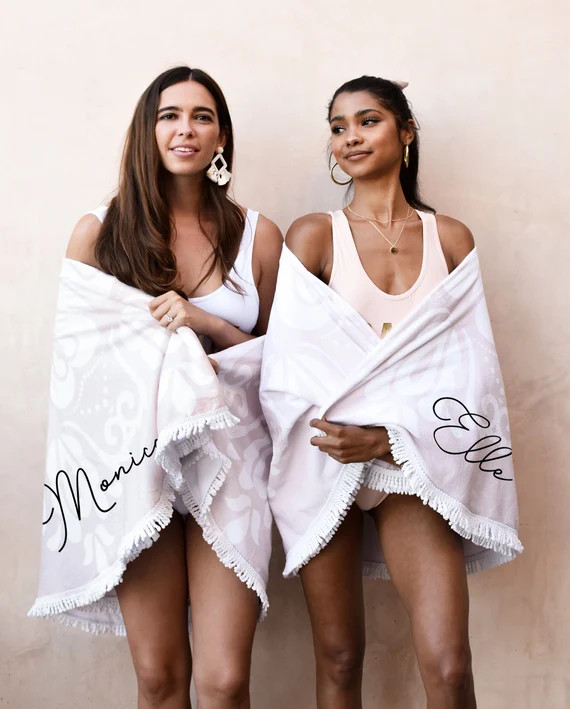 Bachelorette Party Favors Bridesmaid Beach Towel Personalized | Etsy | Etsy (US)