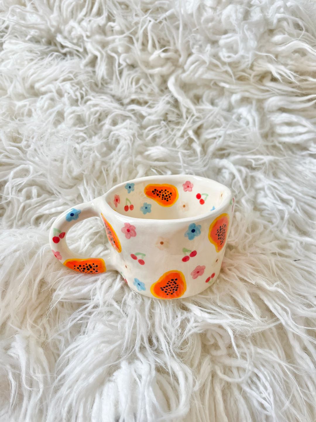 Papayas and Cherries Handmade Ceramic Mug-handmade Ceramic - Etsy | Etsy (US)