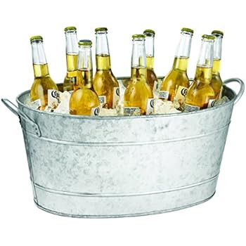 Twine Rustic Farmhouse Galvanized Cheers Tub, Cream, 6.3 gallons, White | Amazon (US)