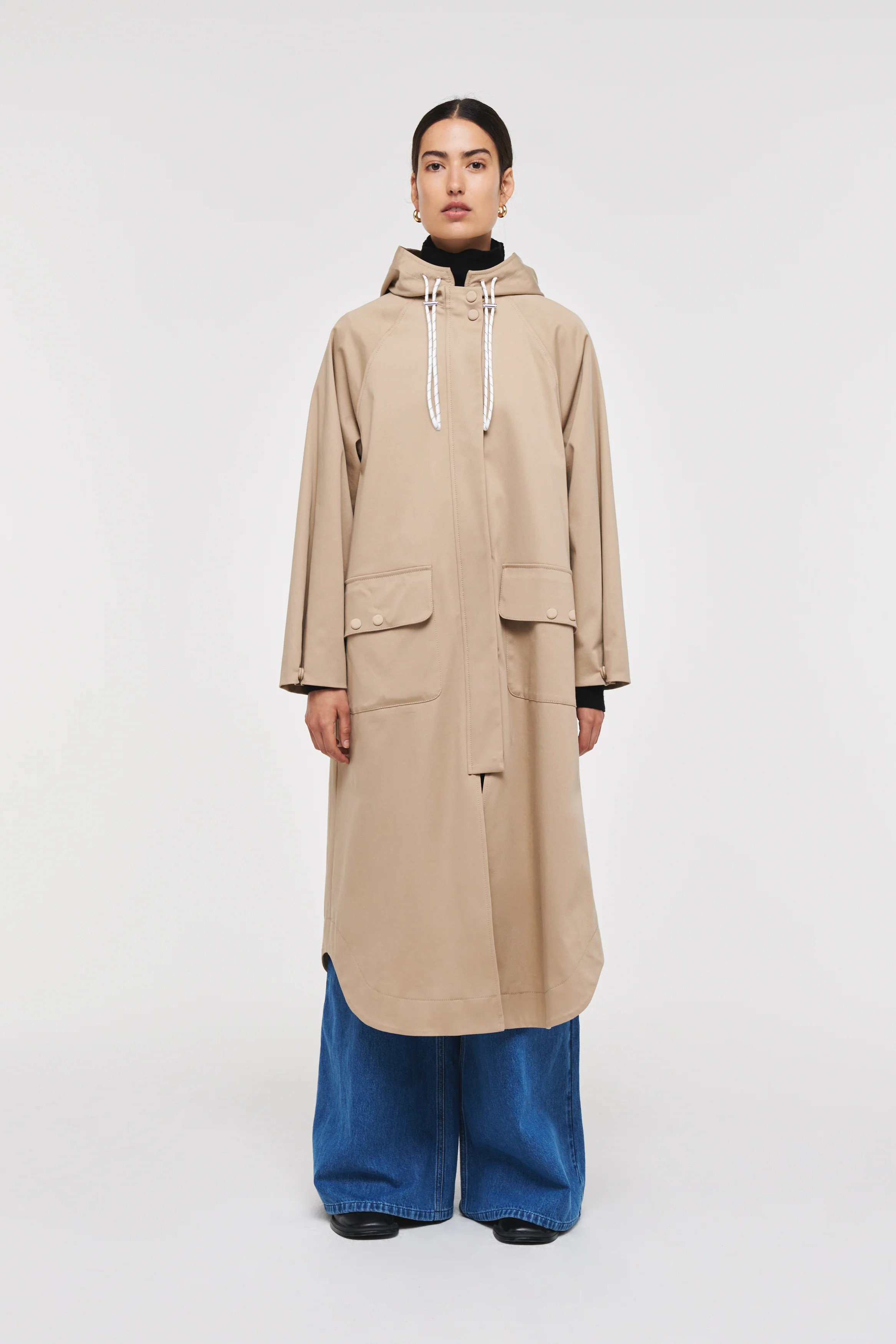 Jai | Hooded Trench in Stone | ALIGNE | Aligne UK