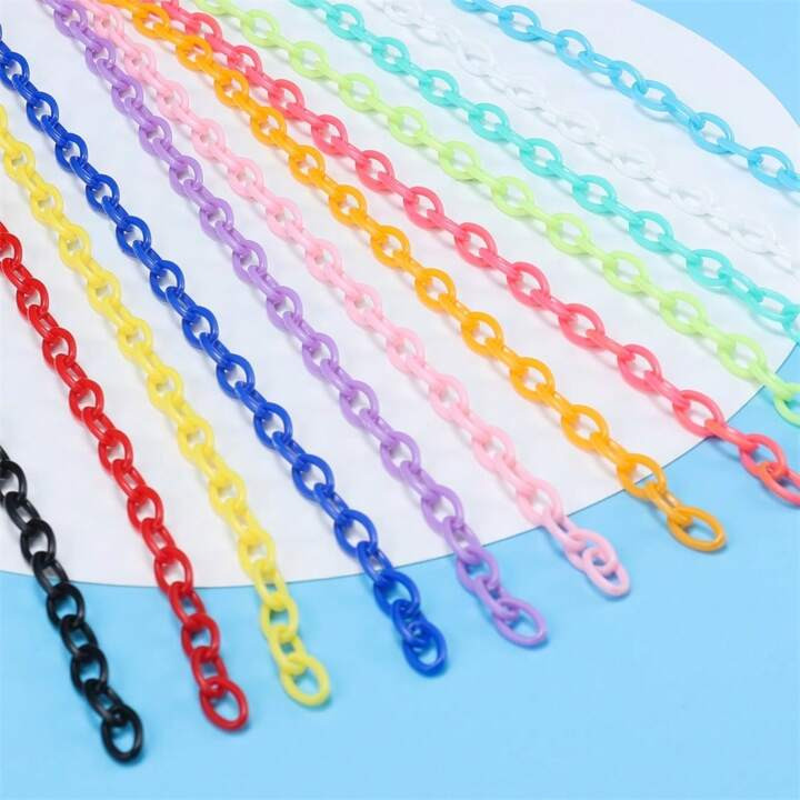 10pcs Colorful Acrylic Link Chain Keychains Plastic Chain Links For Necklace Bracelet Jewelry Mak... | SHEIN