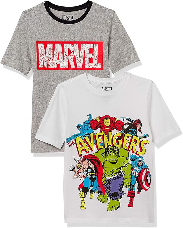 Amazon.com: Amazon Essentials Boys' Disney Star Wars Marvel Short-Sleeve T-Shirts, 2-Pack Marvel ... | Amazon (US)