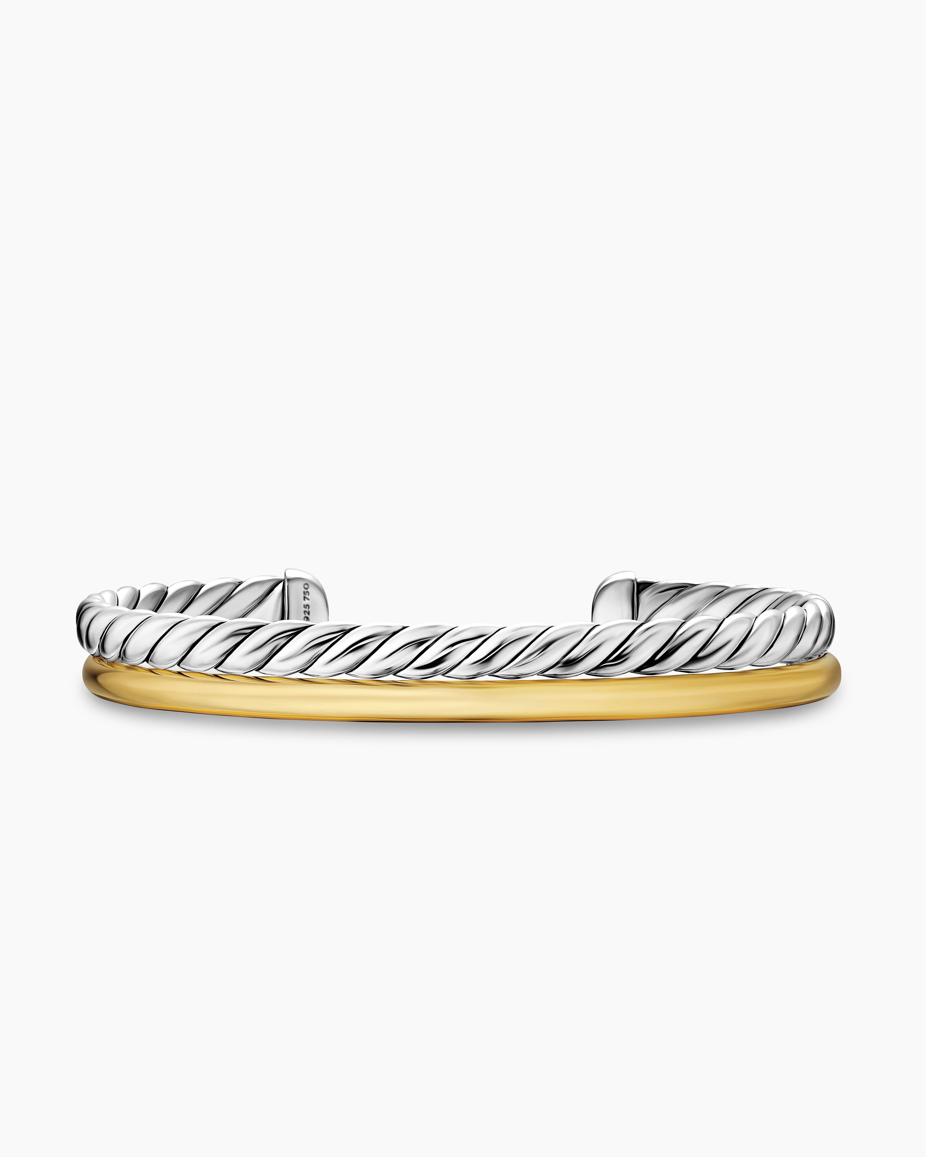 David Yurman | DY Mercer Two Row Cuff Bracelet in Sterling Silver with 18K Yellow Gold, 8mm | David Yurman