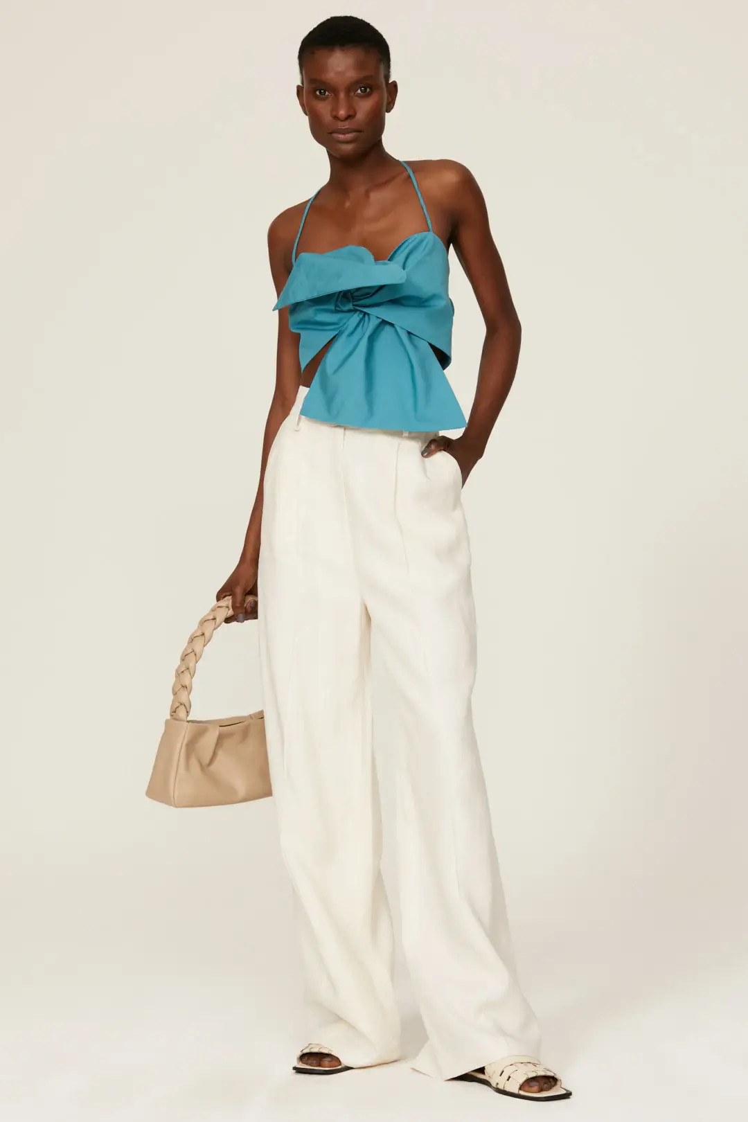 Bassike Knotted Poplin Crop Top | Rent the Runway