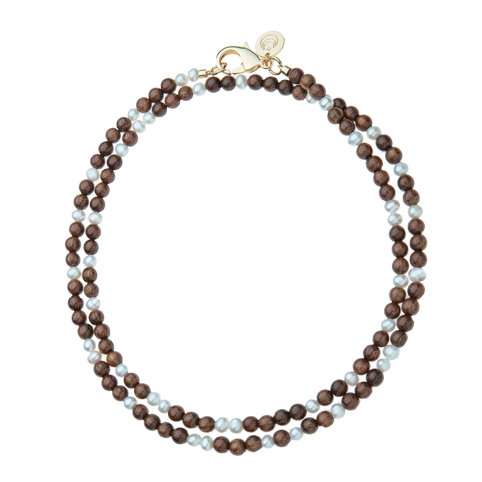 Wood and Pearl Double Wrap Necklace | Jane Win