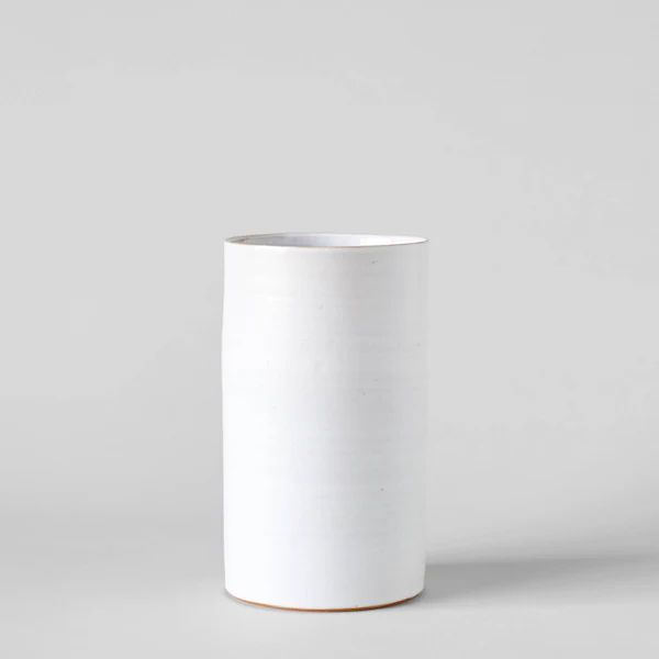 White Stoneware Tall Cylinder Vase | Bloomist