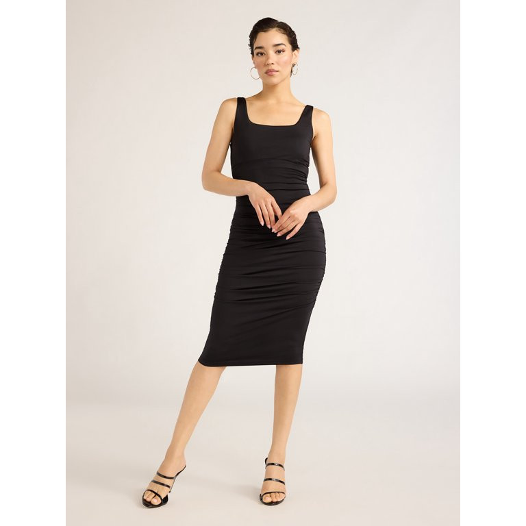 Sofia Jeans Women's and Women's Plus Size Body Sculpting Ruched Tank Dress, Below Knee Length, Si... | Walmart (US)