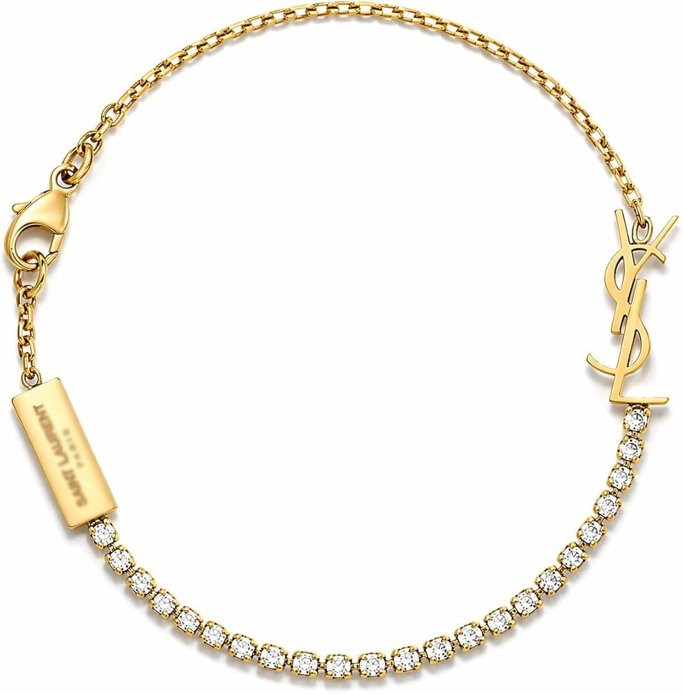 18K Gold Plated Diamond Alphabet Bracelet for Women – Personalized Initial Bracelet, Luxury Fin... | Amazon (US)