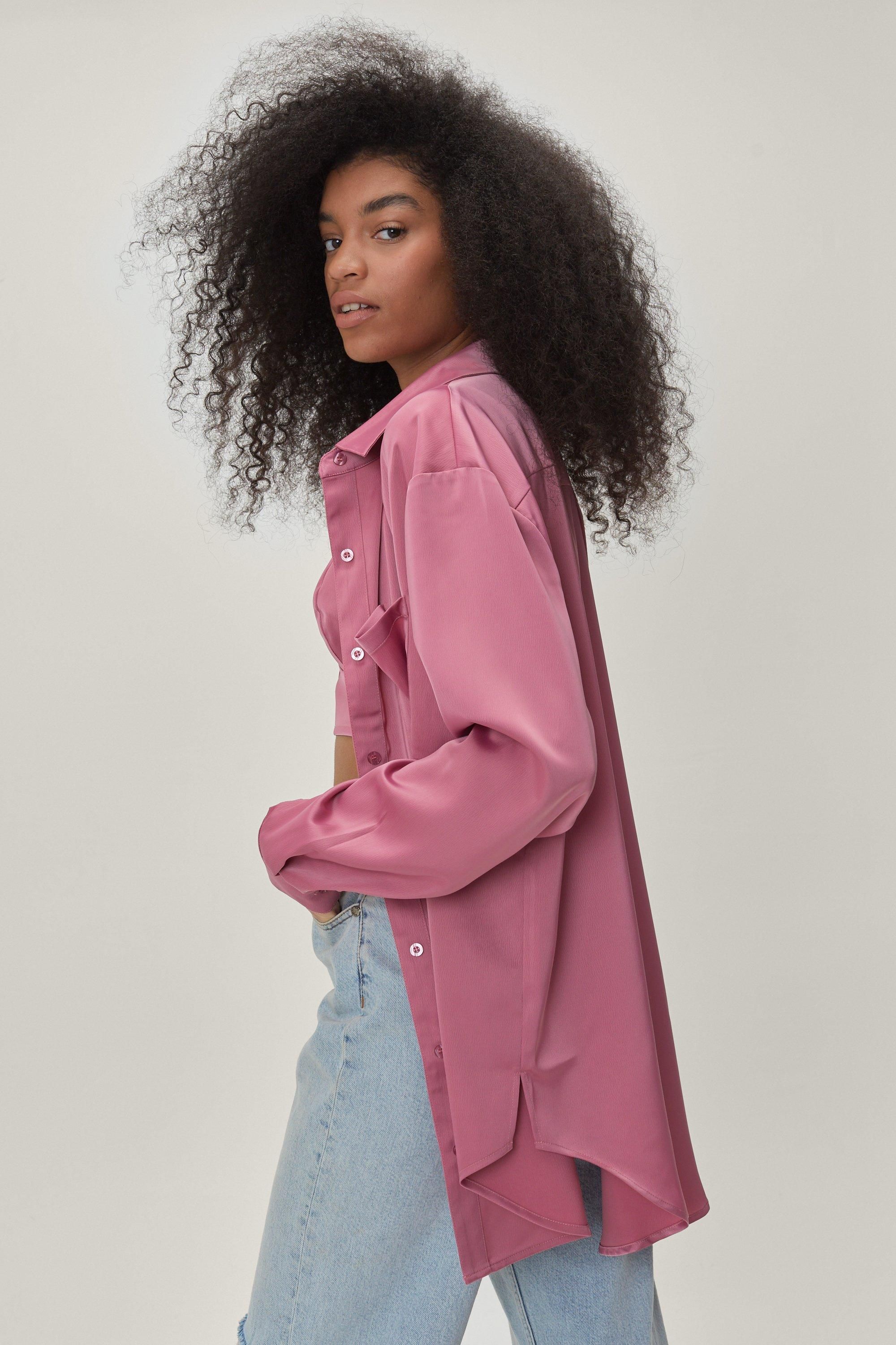 Oversized Satin Shirt and Bralette Set | Nasty Gal (US)