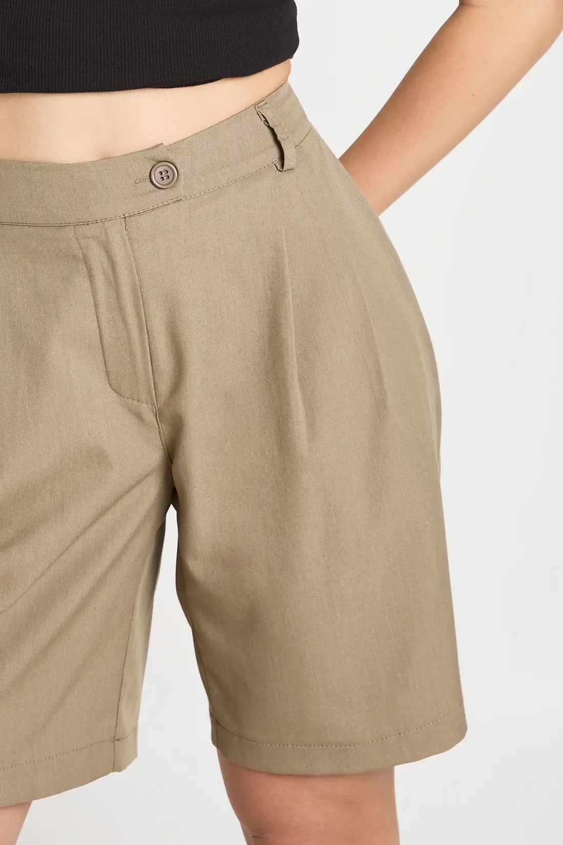 Mushroom Pleat Front Tailored Bermuda Shorts | Boohoo | Boohoo.com (UK & IE)