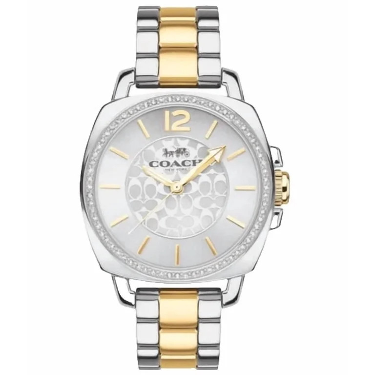 Coach (14503143) Boyfriend Crystal Bezel Logo Dial Silver and Gold Toned Watch | Walmart (US)