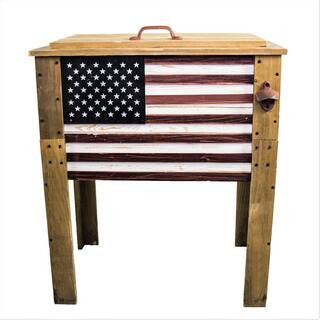 57 Qt. Wooden American Flag Patio Cooler | The Home Depot