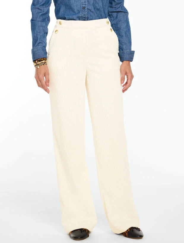 Corduroy Wide Leg Sailor Pants | Talbots