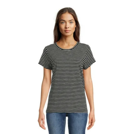 Time and Tru Women's Slub Texture Tee with Short Sleeves, Sizes S-XXXL | Walmart (US)