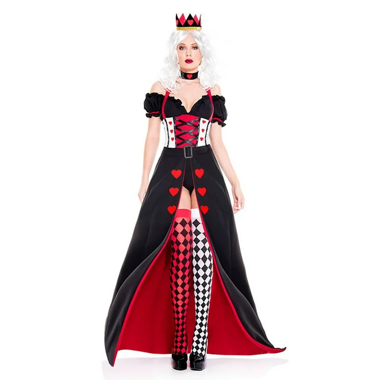 HAWEE Royal Red Queen Costume for Women Halloween Queen of Heart Costume Medieval Dress | Walmart (US)