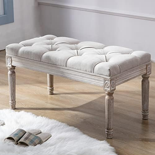 Guyou Farmhouse 2 Seat Entryway Bench, Antique French Loveseat Upholstered Foyer Bench, 31.5X 15.... | Amazon (US)