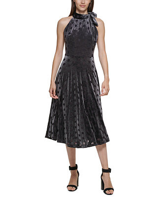 Calvin Klein Velvet Dot Print Halter Dress & Reviews - Dresses - Women - Macy's | Macys (US)