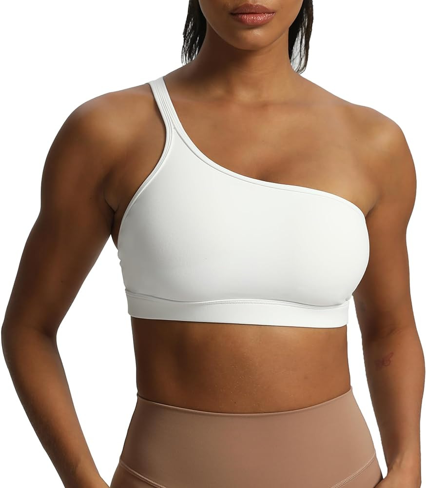Aoxjox Women's Workout Sports Bras One Shoulder Astoria Asymmetrical Bra Fitness Training Gym Yog... | Amazon (US)