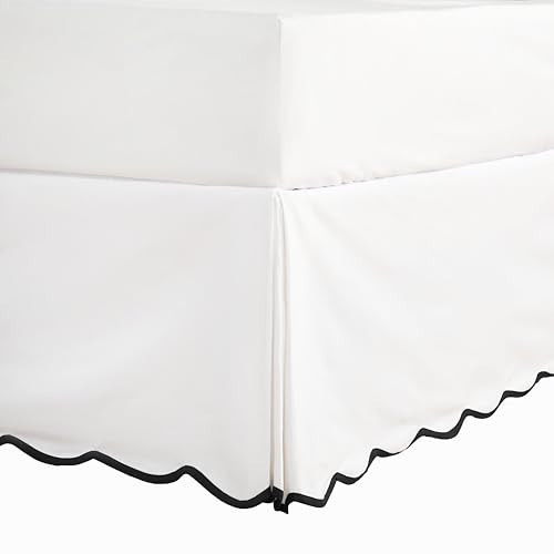 HIG Off-White Chic King Bed Skirt - Easy Fit Scallop Edge Pleated Bedskirts, 14 Inch Drop Anti-Slip Dust Ruffle, Thick Fabric for Enhanced Privacy, Pre-Washed for Long-Lasting Use(N60022) | Amazon (US)