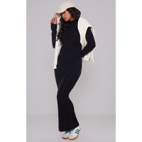 Black Soft Knit Open Back Long Sleeve Maxi Dress | PrettyLittleThing US