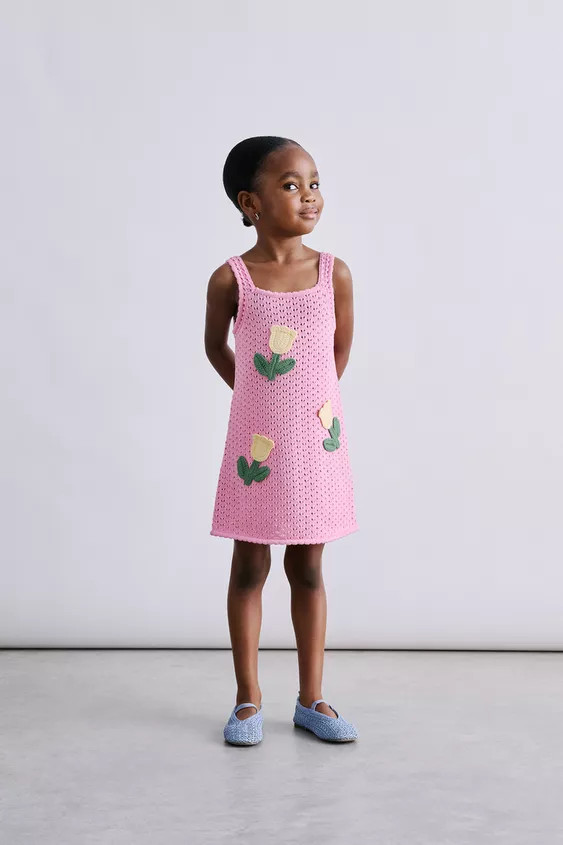 CROCHET TULIP KNIT DRESS | Zara US