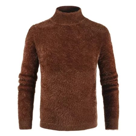 Men Solid Bottoming Turtleneck Brown Xxl Casual Pullover ing Top Dress For Knit Tops Crewneck Sweats | Walmart (US)