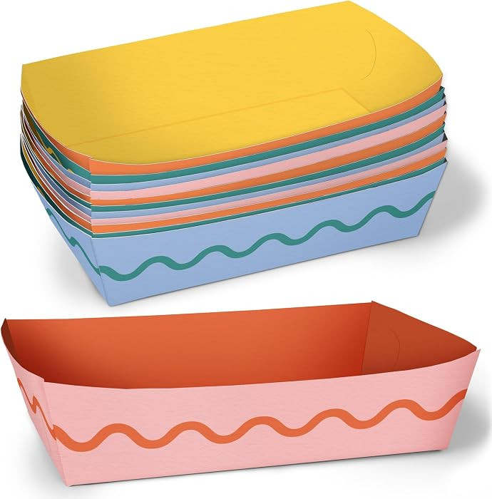 Big Dot of Happiness Assorted Wavy Colorful Paper Food Trays, Disposable Food Boats Retro Birthda... | Amazon (US)