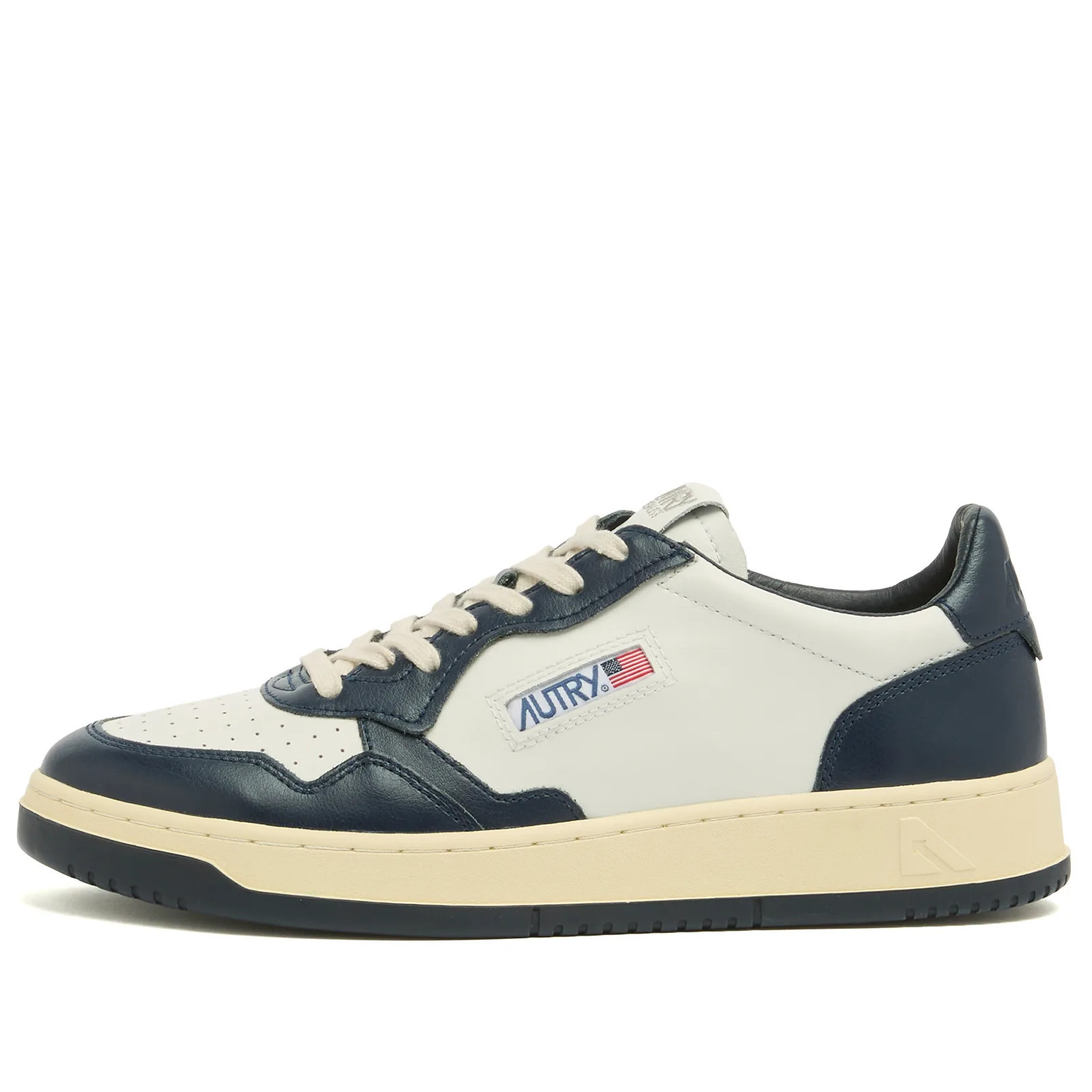 Autry Men's 01 Medalist Low Leather Sneaker in Wht/Blue, Size UK 11 | END. Clothing | END. Clothing