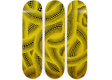 Yayoi Kusama Trees Triptych Skateboard Deck Set Yellow