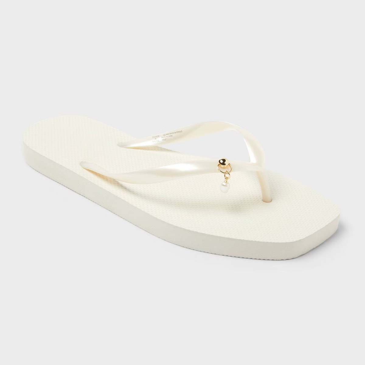 Women's Palmer with Charm Square Toe Flip Flops - Shade & Shore™ Cream 11: Slip On, Thong Strap... | Target