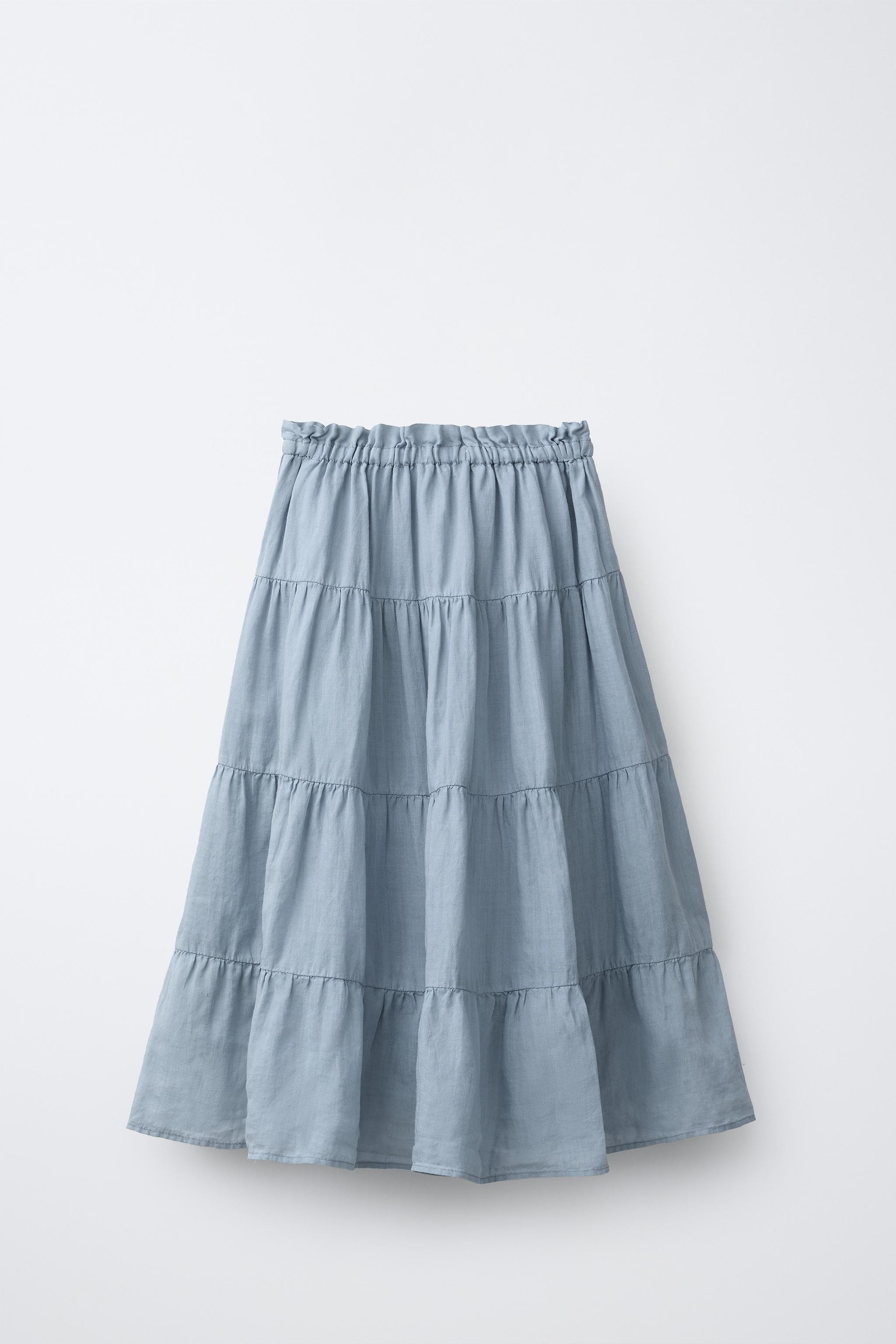 100% RAMIE TIERED MIDI SKIRT | Zara Canada