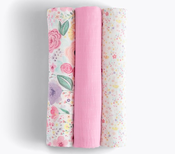 Flora Organic Muslin Swaddle Set | Pottery Barn Kids