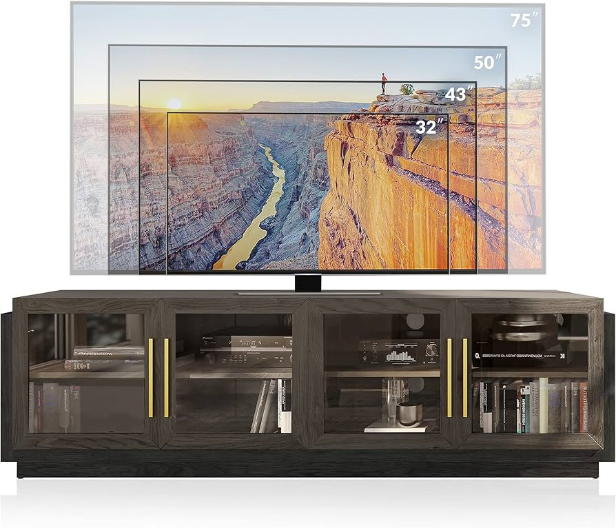 BELLEZE 70" TV Stand for TVs up to 75", Modern TV Cabinet & Entertainment Center with Shelves, Wo... | Amazon (US)