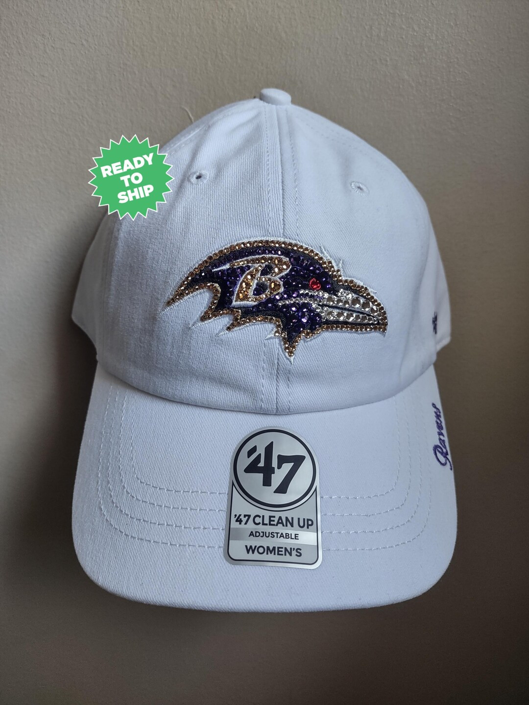 Bling Crystal Baltimore Ravens White Adjustable Hat | NFL Bling Hat | Accented With Preciosa Maxi... | Etsy (US)