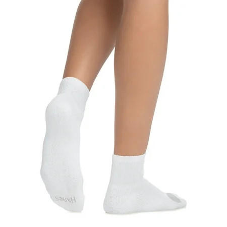Hanes 6-Pack Women s Ankle Socks Cushioned Cool Comfort White Grey Shoe sz 8-12 | Walmart (US)
