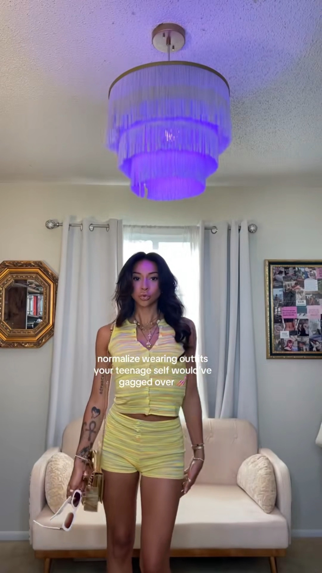 a neon two piece set with wand curls really feels like a full circle moment  🤸🏽‍♀️

SIZING INFO: got a small in the top & a medium in the bottoms! the set is stretchy & breathable! x

|| two piece set, matching set, vacation outfits, yellow outfit for summer, neon yellow outfit, peppermayo outfit, peppermayo set, summer outfit inspo, trendy summer outfits, summer style, summer fashion inspo 