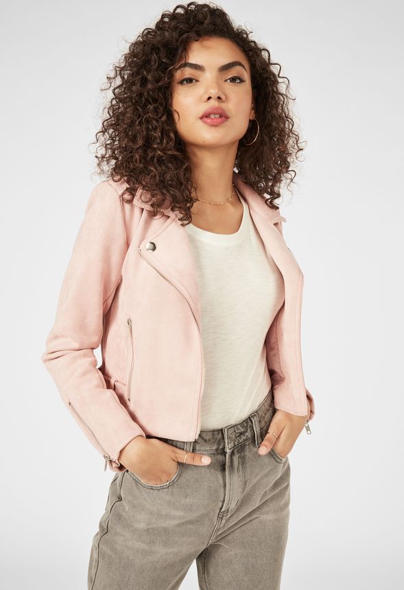 Cropped Faux Suede Moto Jacket | JustFab