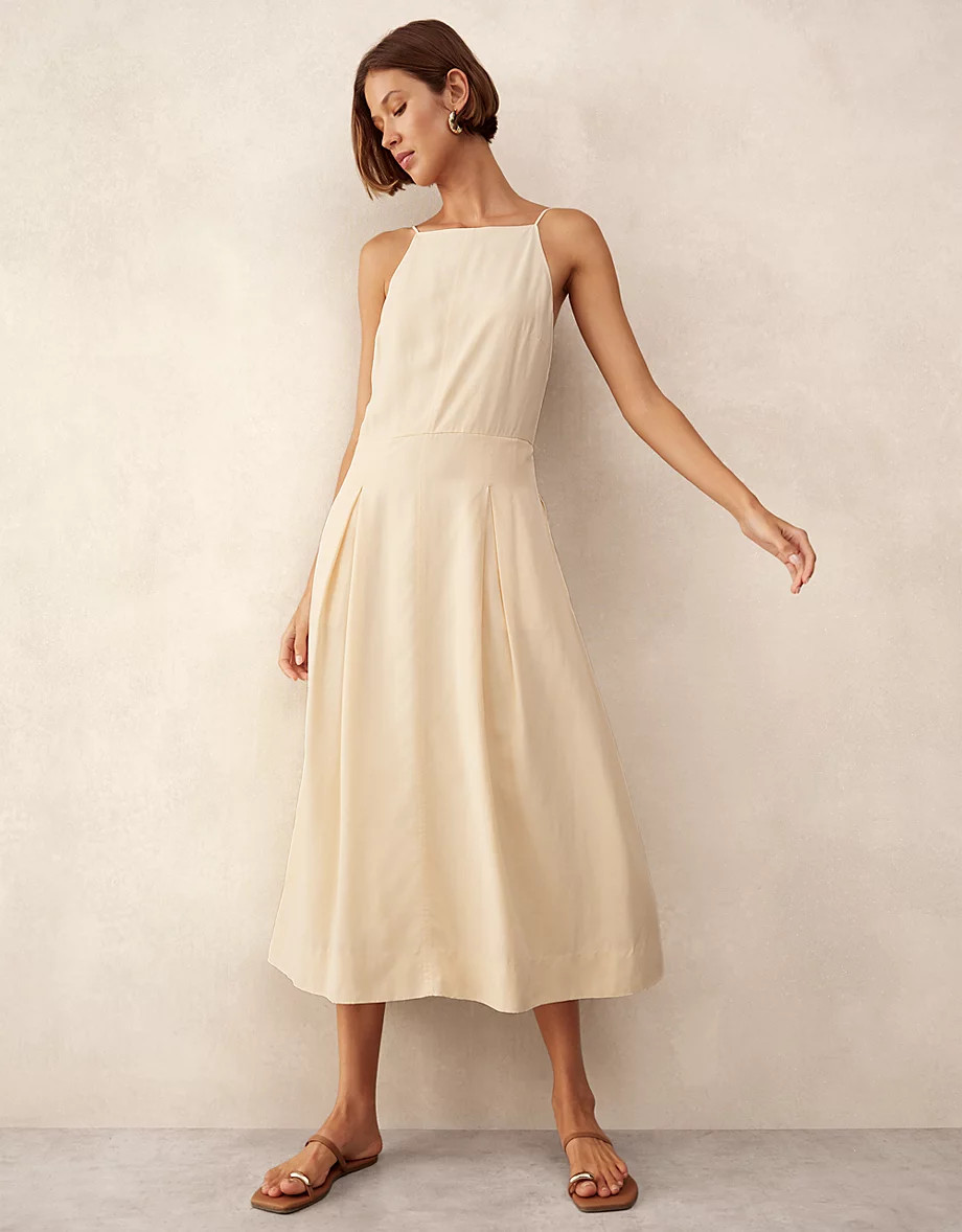 Square Neck Dress with Pleated Skirt | Seasonal Preview | The  Whit... | The White Company UK & ROW