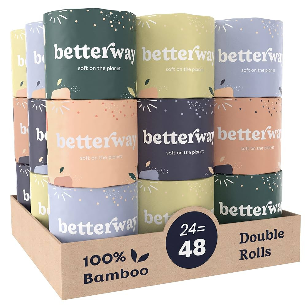 Betterway Bamboo Toilet Paper 3 Ply - Sustainable Toilet Tissue - 24 Long-Lasting Rolls & 360 She... | Amazon (US)