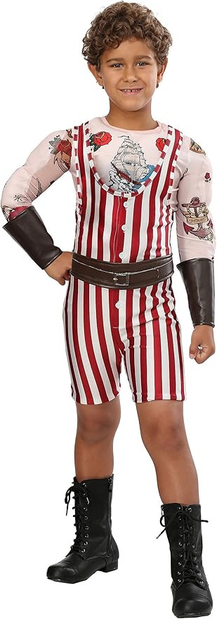 Boys Strongman Halloween | Kids Complete Vintage Strong Man Outfit with Tattoo Mesh Shirt, Single... | Amazon (US)