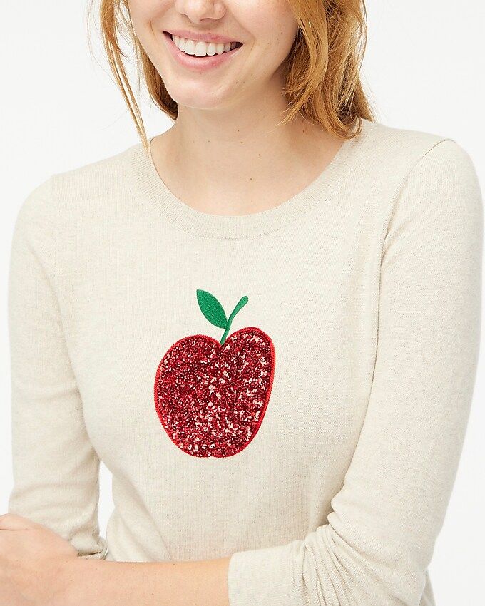 Sequin apple Teddie sweater | J.Crew Factory