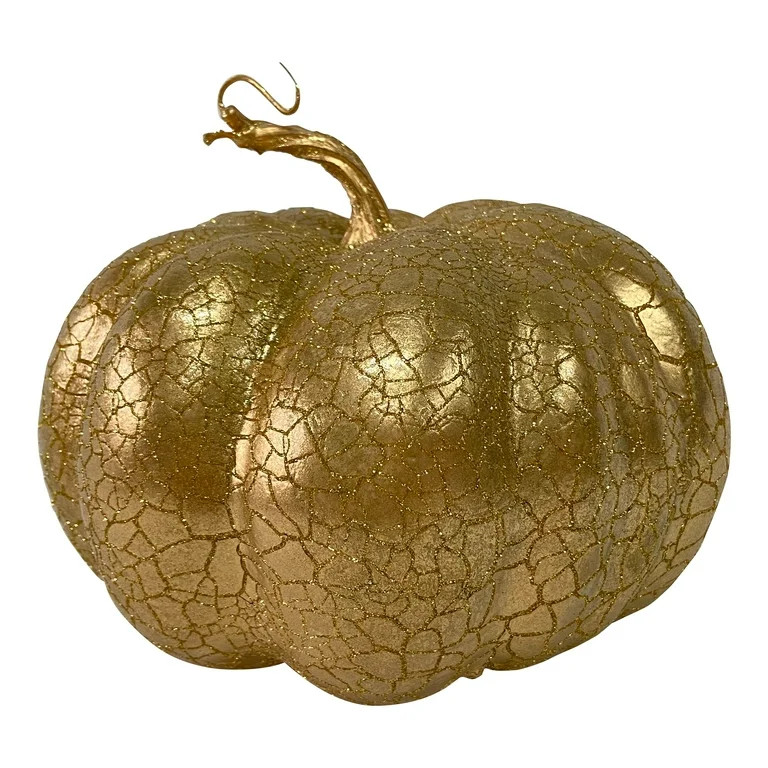 Northlight 7" Gold Crackled Fall Harvest Pumpkin Decoration | Walmart (US)