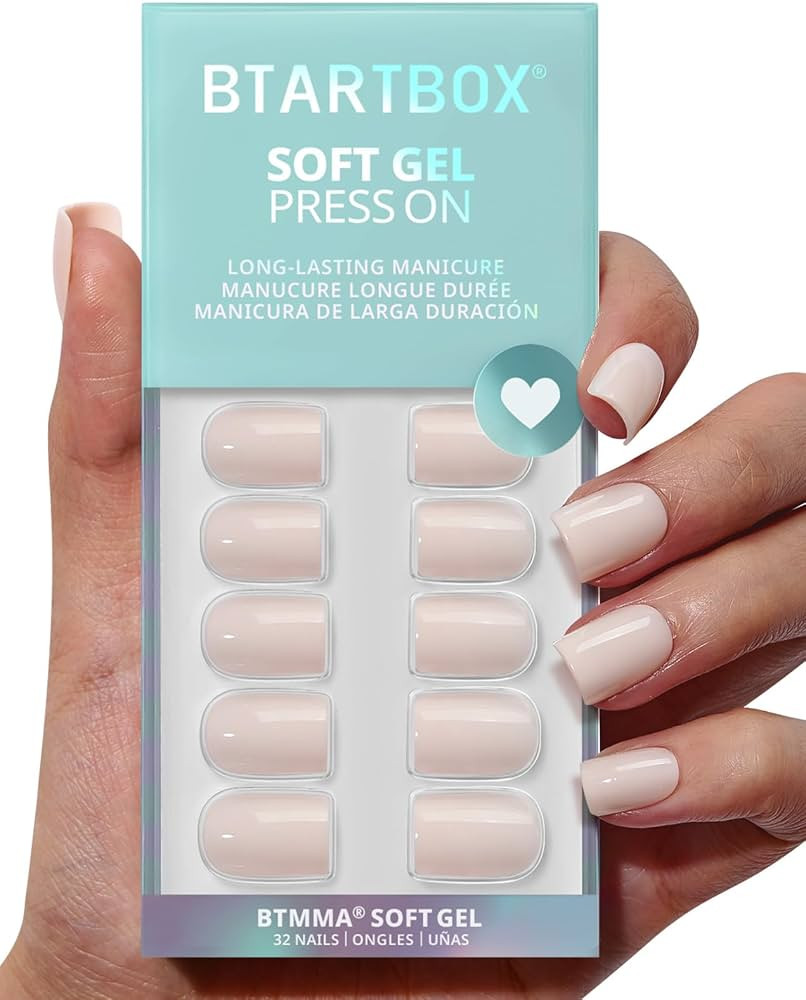 BTArtbox Press On Nails Square - Pastel Short Press On Nails with Glue for Women, Opaque Soft Gel... | Amazon (US)