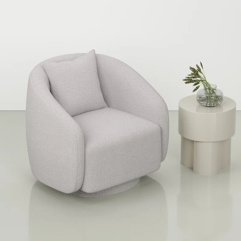 Bashar 28.5" W Upholstered Swivel Barrel Chair | Wayfair North America