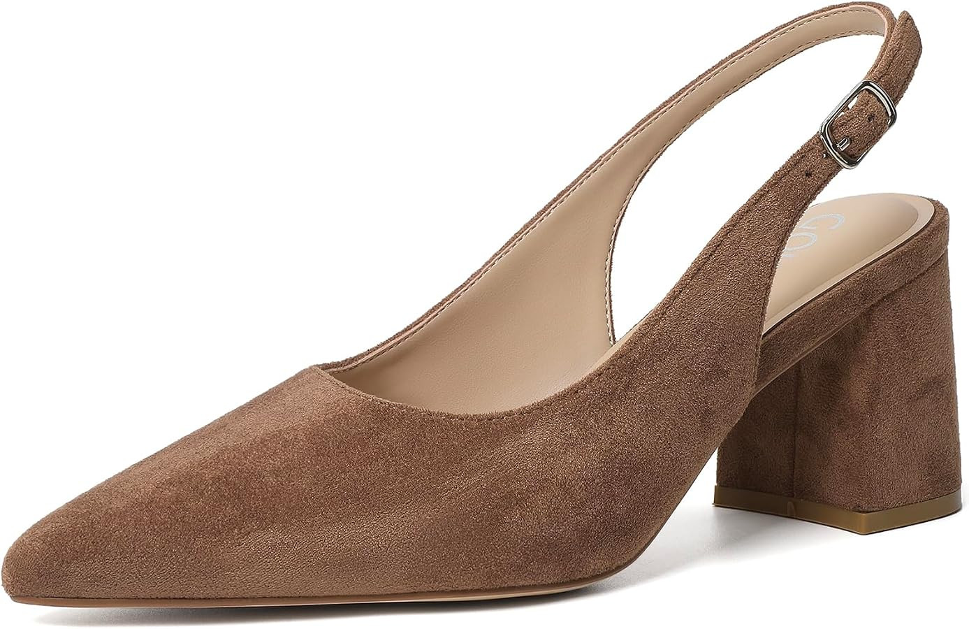 Mostrin Block Slingback Heels for Women Pointed Closed Toe Chunky Heels Office Work Shoes Women's... | Amazon (US)