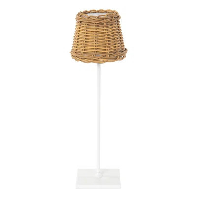 All Weather Wicker Indoor/Outdoor Rechargeable LED Table Lamp, Empire Shade, White Base | Wayfair North America