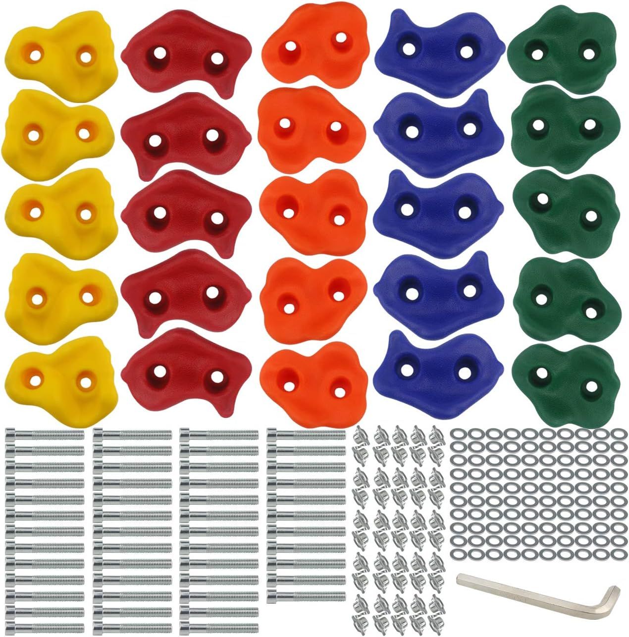 Ogrmar 25 PCS Rock Climbing Holds Set with Mounting Screws and Hardware for DIY Kids Indoor and O... | Amazon (US)